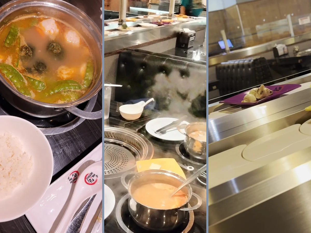 Mixed hot pot and barbecue setup for dine-in guests.