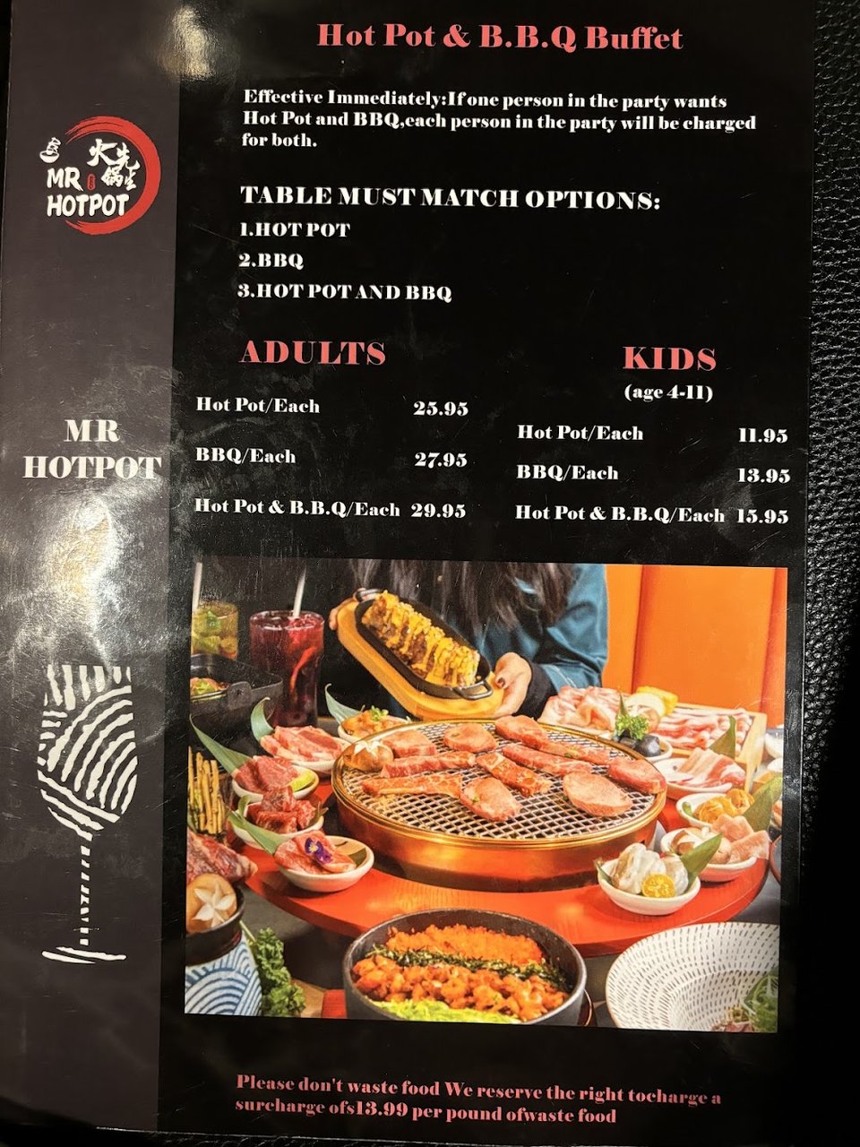 Simple menu layout for dine-in and takeout ordering.